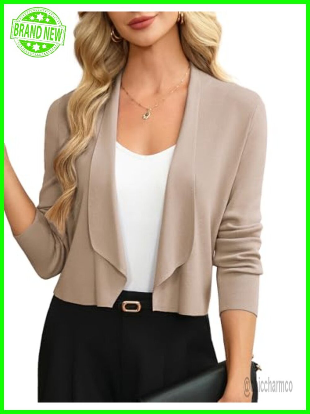 Cropped Knit Sweater Blazer Women Business Casual Cardigan Shrug